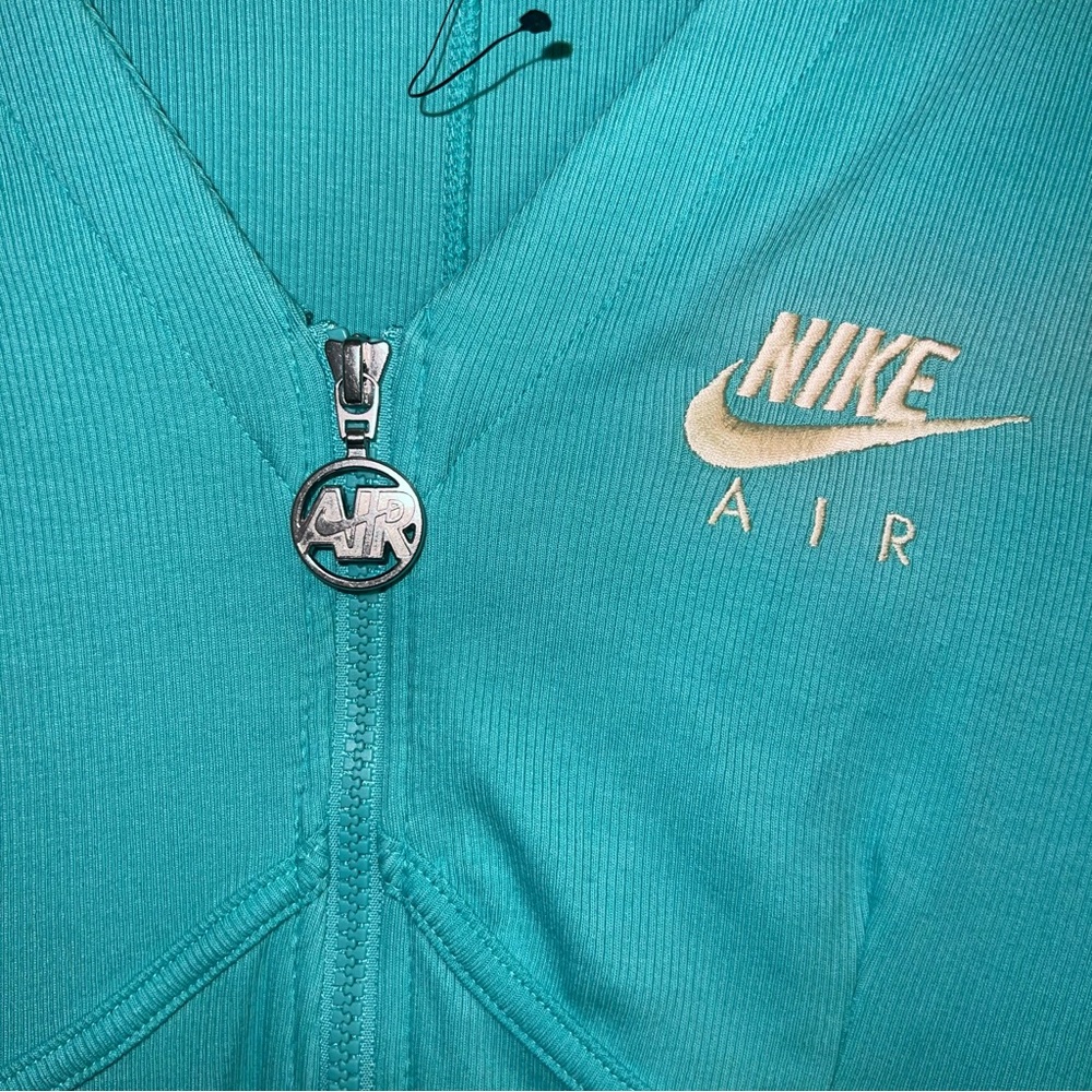 Nike Air Ribbed Long Sleeve Teal 1/2 Zip Athletic Dress - Picture 6 of 9